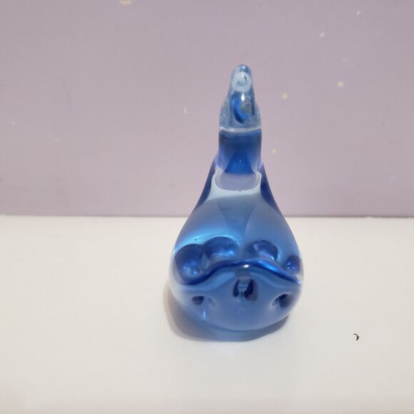 Duck Art Glass Blue /Clear Figurine Paperweight Home Office Decor 3"×2.25" - Picture 3 of 9